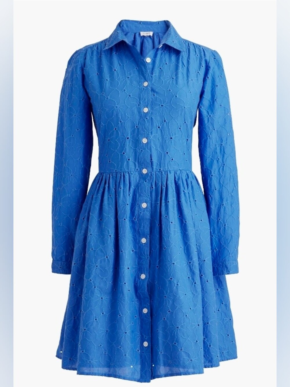 J. Crew Bright Periwinkle Blue Eyelet Mini Dress, Size 2